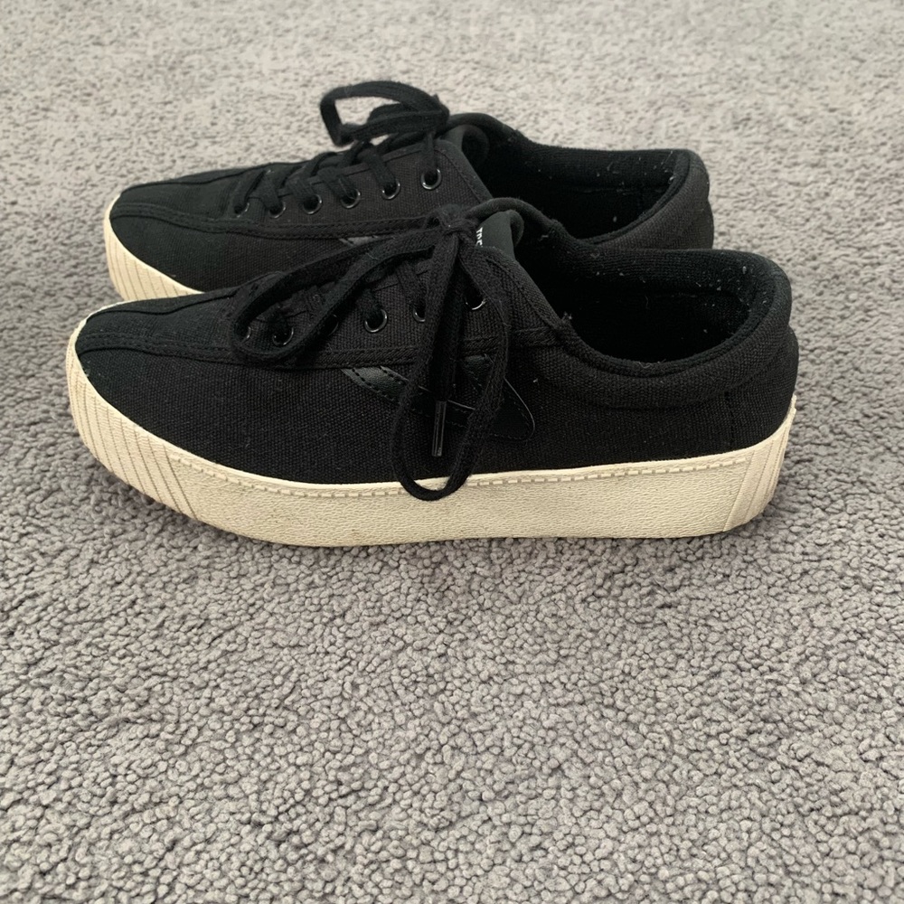 Tretorn black sneakers. Lightly worn!